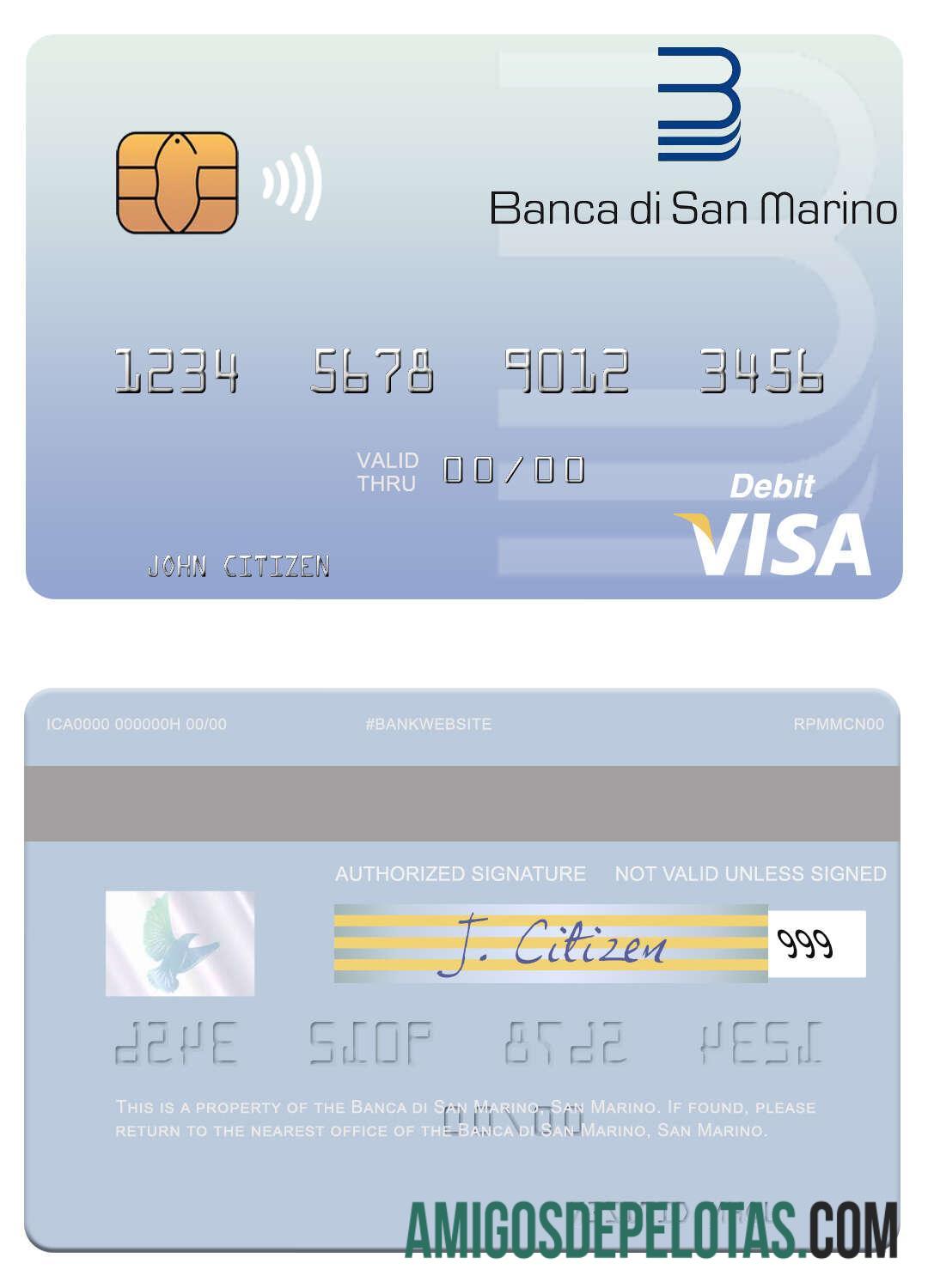 Cartão de débito Visa do Banco de San Marino de San Marino modelo